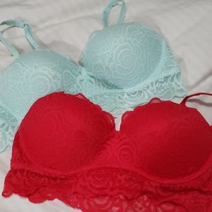Pink lace bra tops